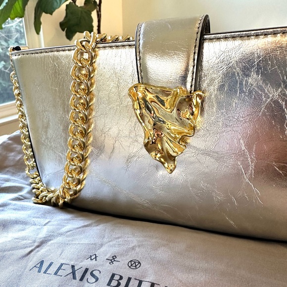 Alexis Bittar Convertible Crossbody Handbag - Silver w/ Gold Hardware - Like New - Picture 3 of 13